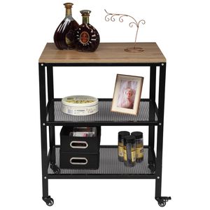 Carrello da Cucina a 3 Ripiani in Metallo con Ruote per Microonde, Scaffale per Pasticceria, Carrello Portaoggetti per Soggiorno - Product Image 1