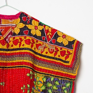 Cotton Vintage Handmade Kantha Work Kaftan Fashionable Designer High Quality <b>Fabric</b> Washable Dress - Product Image 6