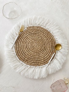 Macrame And Jute Round Placemats Handmade Boho <b>Table</b> <b>Mats</b> for Events Guest Hosting Dining Decor and Gifting Use From India - Product Image 6
