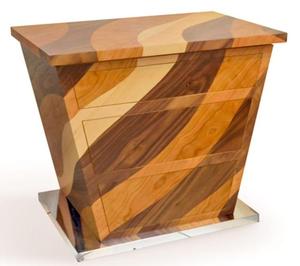 Table de chevet moderne en bois de noyer et de cerisier à 2 tiroirs, table d'appoint, armoire latérale avec base en métal pour chambre à coucher, salon - Product Image 2