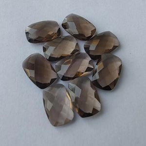 Natural Smoky Quartz Rectangle <b>Cushion</b> Briolette Checker Cut Calibrated Gemstone, for Jewelry Making All Sizes Available - Product Image 3