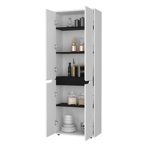 Keyser Multistorage <b>Kitchen</b> Pantry by FM FURNITURE 5 <b>Shelves</b> and 4 Doors in White/Black - Product Image 3