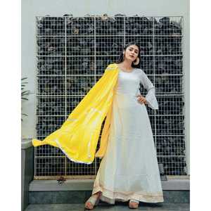 Robe en mousseline de coton blanc argenté taille XS - Product Image 5