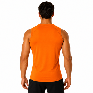 Custom Logo Mens Workout <b>Vest</b> Crew Neck Sleeveless Athletic Tank Top Vibrant Tone Gym Sleeveless Shirt Custom Gym Singlet - Product Image 2