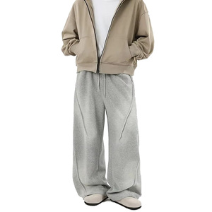 Pantalon de survêtement ample délavé à l'acide pour hommes, avec logo personnalisé, coupe large et poches, style décontracté à jambe droite - Product Image 1