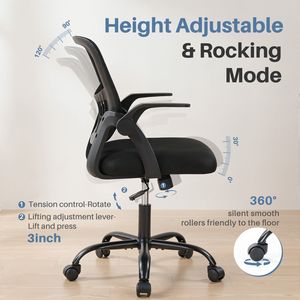 Revolving <b>Ergonomic</b> <b>Desk</b> Chair with Flip up Armrests Removable Footrest 250lbs Capacity for Home Office - Product Image 5