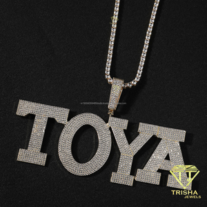 Custom TOYA Pendant Necklace Silver Tone Moissanite Letter Jewelry Sparkling <b>Name</b> <b>Chain</b> Necklace Personalized Hip Hop Fashion - Product Image 1