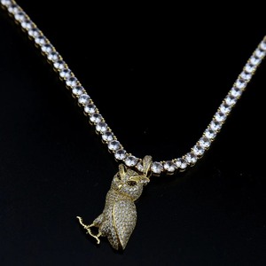 Colgante de Búho de Moissanita con Incrustaciones de Piedras, Estilo Hip Hop, con Diseño de Animal (Solo Colgante) de Plata 925 Bañada en Rodio, Unisex - Product Image 2