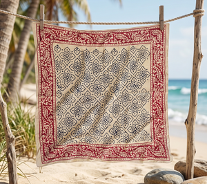 Bandana en coton imprimé à la main indien, foulards bohèmes, foulards floraux pour cheveux, accessoires légers d'été vintage, foulard pour femme - Product Image 1