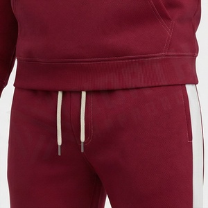 Men's Hooded <b>Tracksuit</b> Set Maroon White Geometric Print Casual Full Sleeve Autumn Wear Breathable Polyester Cotton Regular Fit - Product Image 5