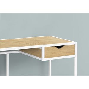 Scrivania per Computer Moderna e Contemporanea da 42 Pollici con Cassetti in Metallo Bianco e Piano in Laminato Naturale per Ufficio Domestico - Product Image 3