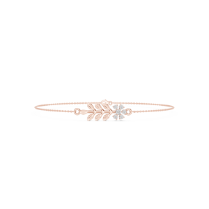 Bracelet en diamant cultivé en laboratoire à motif de feuille florale |   Bracelet chaîne en or rose massif 10K 14K 18K |   Bijou raffiné inspiré de la nature - Product Image 3