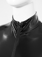 Body en cuir pour femmes Wet Look Clothes Custom Pole Dance Costume Leotard Jumpsuit Long Sleeve Zipper Catsuit Clubwear
