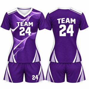 Uniforme de Voleibol para Mujer Sublimado Personalizado, Transpirable y de Secado Rápido, Venta al Por Mayor OEM, Conjunto Deportivo con Jersey de Cuello en V y Pantalones Cortos - Product Image 2