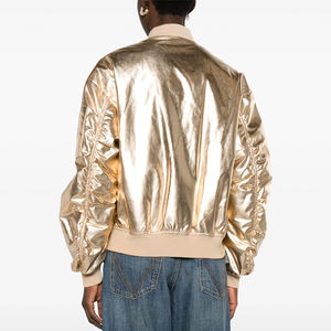 Blousons de baseball en satin pour femmes, design tendance 2025, haute qualité, couleur unie, épaules tombantes, col montant, pour l'hiver - Product Image 2