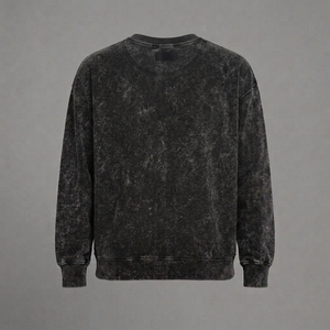 เสื้อสเวตเชิ้ตคอกลมทรงเฮฟวี่เวทสำหรับผู้ชาย ลวดลายย้อมสีแบบแอซิดวอช เนื้อผ้านุ่ม ปลายแขนเสื้อแบบริบ และดีไซน์ทันสมัย รุ่นปี 2026 - Product Image 2