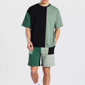 Conjunto Deportivo de Dos Piezas para Hombre, Color Block, Verano 2026, Camiseta y Pantalones Cortos, Estilo Urbano, Holgado, Transpirable - Product Image 1