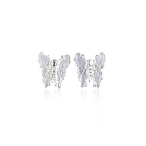Boucles d'oreilles tendance en argent sterling 925 pour femme, avec pierres précieuses naturelles en tourmaline bio sculptée en forme de papillon, bijoux de déclaration élégants - Product Image 1