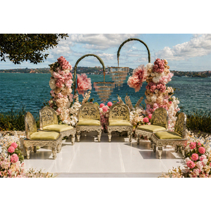 Royal German <b>Silver</b> Style Mandap <b>Chair</b> Set USA Luxury <b>Silver</b> Wedding Throne <b>Chair</b> Set Wedding Mandap <b>Chair</b> Set Bride & Groom - Product Image 1