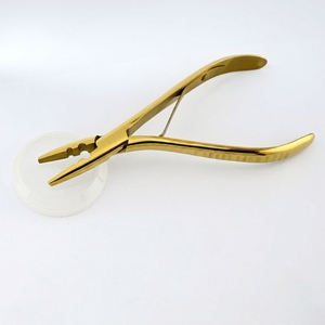Alicate de crimpado curvo de dos orificios para extensiones de cabello, herramienta de bloqueo de cuentas de acero inoxidable con acción de resorte para extensiones de cabello con microanillos - Product Image 1