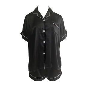 OEM Custom Summer Women's Sleepwear Short Sleeve Nightwear Silk <b>Pajamas</b> <b>Suit</b> Custom Logo Two Piece Satin <b>Pajama</b> Set for Women - Product Image 6