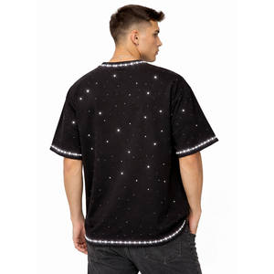 Men's Oversized Black <b>T</b>-<b>Shirt</b> With Rhinestone <b>Skeleton</b> Print Streetwear Short Sleeve O-Neck Cotton <b>T</b>-<b>Shirt</b> - Product Image 5