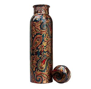 Bouteille d'eau en cuivre à imprimé floral avec tasses assorties, ensemble de vaisselle portable pour les voyages - Product Image 4