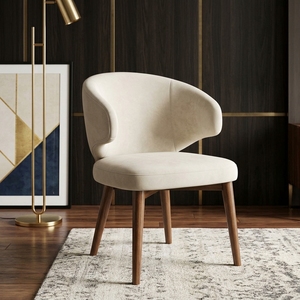 Modern Apartment-Friendly Dining <b>Chair</b> with Teak Wood Legs and <b>Acrylic</b> Upholstery Midcentury Design Home Furniture Model CHA76 - Product Image 6