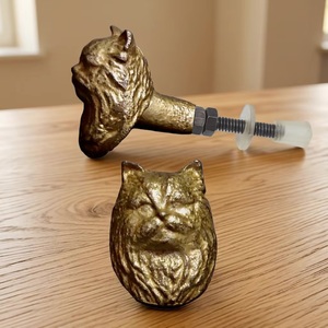 Cast Iron Cat Head Cabinet Knob Drawer Pull Handle for <b>Wardrobe</b> Dresser Kitchen Bedroom Bathroom Living Room Use - Product Image 3