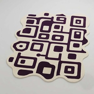 Alfombra Moderna de Diseño Abstracto Irregular en Morado y Marfil, Hecha a Mano, Antideslizante, de Lana/Algodón de Pelo Medio para Sala de Estar, Dormitorio, Hogar de Lujo - Product Image 6