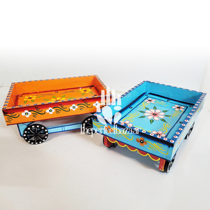 Carrito de Madera Indio, el Thela Pintado a Mano Perfecto para Decoración del Hogar, Proveniente de Uttar Pradesh - Product Image 2
