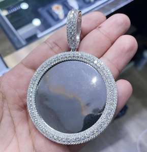 Colgante con foto personalizada de moissanita VVS con incrustaciones de circonitas, colgante con imagen personalizada de plata de ley 925 para hombres y mujeres - Product Image 5
