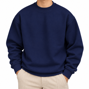 Men's <b>Navy</b> Blue Hooded Pullover <b>Sweatshirt</b> Regular Fit Knitted Cotton Casual Winter OEM Service Eco-Friendly Quick Dry - Product Image 1