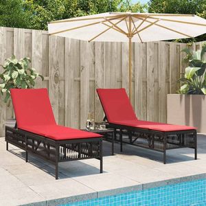 Chaise longue de patio en rotin PE brun, design standard, mobilier de relaxation extérieur - Product Image 1