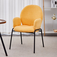 Fauteuil d'appoint en tissu Teddy bleu ciel avec pieds en métal, style minimaliste, pour salle à manger, chambre ou dressing