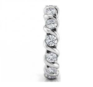 Bague d'éternité en diamant, taille brillant rond, bijoux fins classiques, bague de fiançailles - Product Image 4