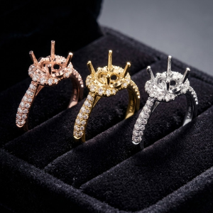 Factory Fast Delivery High Quality 18k Solid White Gold Real Diamond Classic Solitaire Semi Mount Wedding Party Engagement Ring - Product Image 5