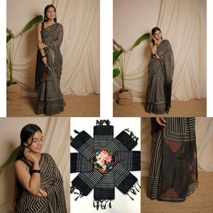 Indian Boutique Premium Chanderi Cotton With Beautiful Digital Printed Black <b>Saree</b> Traditional Ethnic Wear Bridal Wedding Wear - Product Image 4