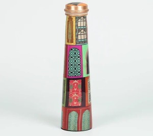 Meena Enamel Printed Pure Copper Handmade Eco-Friendly Anti-Corrosion Drinkware with Lid and <b>Straw</b> Cap for Wedding Use Unisex - Product Image 4