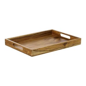 ถาดเสิร์ฟไม้ทรงสี่เหลี่ยมผืนผ้า H a CRAFT HAC-625 พร้อมหูจับ ดีไซน์ทันสมัย สำหรับอาหารเช้าและชา - Product Image 4