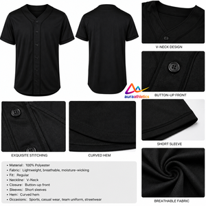 Maillot de baseball confortable, personnalisable et écologique en tissu polyester doux à manches courtes pour l'entraînement estival et les matchs de compétition - Product Image 5