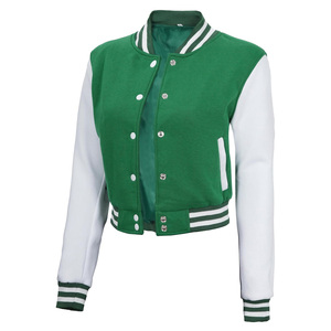 เสื้อแจ็คเก็ตวาร์ซิตี้ครอปสำหรับผู้หญิง OEM พรีเมียม สตรีทแวร์ แบบ Letterman  พร้อมบริการตัวอย่างโลโก้แบบกำหนดเอง  มีบริการวันนี้ - Product Image 5
