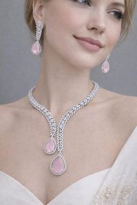 Colgante nupcial de circonita azul, chapado en plata, elegante collar de boda, regalo de cumpleaños para mujer - Product Image 6