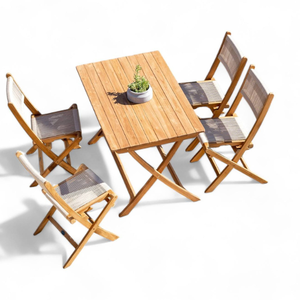 Luxury <b>Folding</b> Chair with Woven Rope and Teak Wooden Frame Material for Home Furniture Decoration and Restaurant <b>Set</b> - Product Image 5