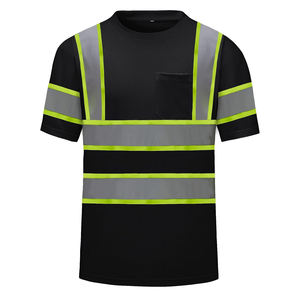 Chemise de travail haute visibilité à manches courtes, tissu en maille respirant, poche poitrine et bandes réfléchissantes pour une meilleure visibilité - Product Image 1