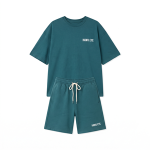 Ensembles courts de vêtements pour femmes en gros, avec logo personnalisé, ensemble deux pièces t-shirt et short, ensemble deux pièces uni avec short cycliste pour femmes - Product Image 4