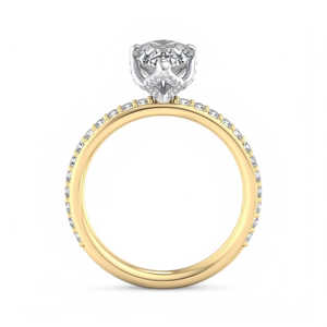 Anillo de Compromiso con Diamante Cultivado en Laboratorio, Corte Pera, Halo Oculto, Banda Pavé, Solitario, Oro, Anillo de Propuesta, Certificado IGI, Anillo Nupcial - Product Image 5