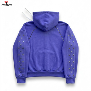 เสื้อฮู้ดดี้สตรีทแวร์ขายส่ง แบบยูนิเซ็กซ์ สกรีนโลโก้ ปักเพชร 100% ผ้าฝ้าย สำหรับฤดูหนาว แบบเรียบ ย้อมสี ทรงโอเวอร์ไซส์ แฟชั่นประดับเพชร - Product Image 4