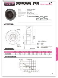 Moteur centrifuge à courant continu SYMBANG DCF22599V48HB-PB 48V, ventilateur 225x99mm, pales en plastique pour usage industriel - Product Image 4