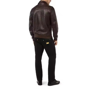 Blouson universitaire vintage pour homme en cuir véritable, modèle 2026, design personnalisé, col montant, logo frontal, respirant, prix avantageux - Product Image 2